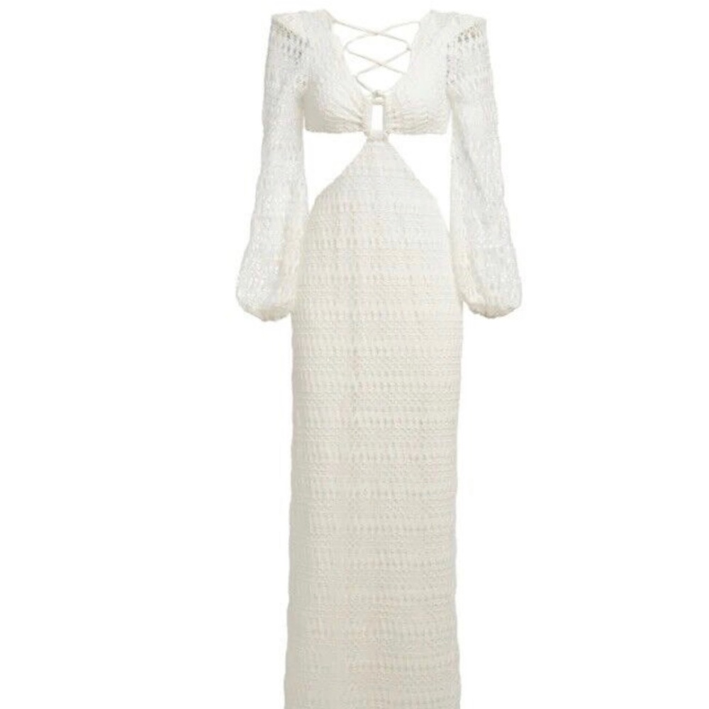 PatBO Crochet Cut Out Maxi Dress in White